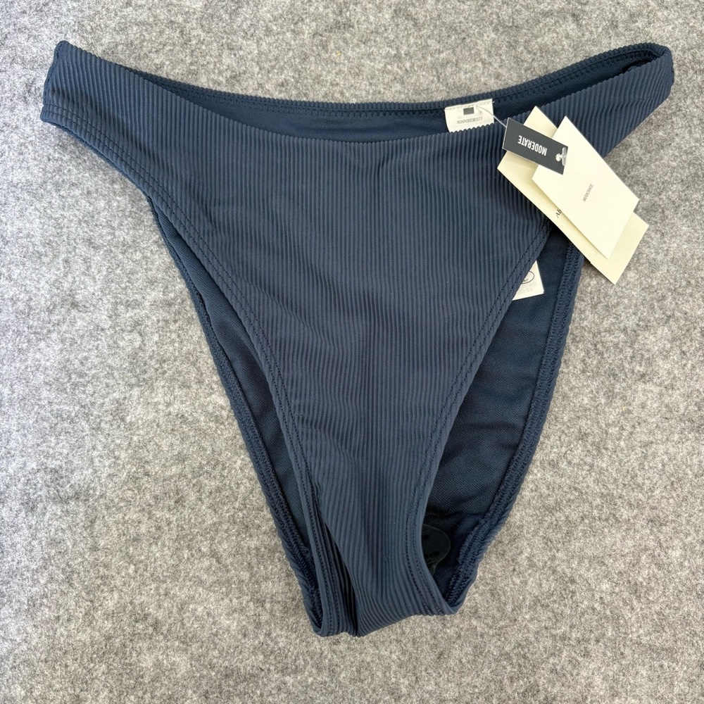 NWT Abercrombie& fitch ribbed dusty blue moderate coverage bikini bottom xxs